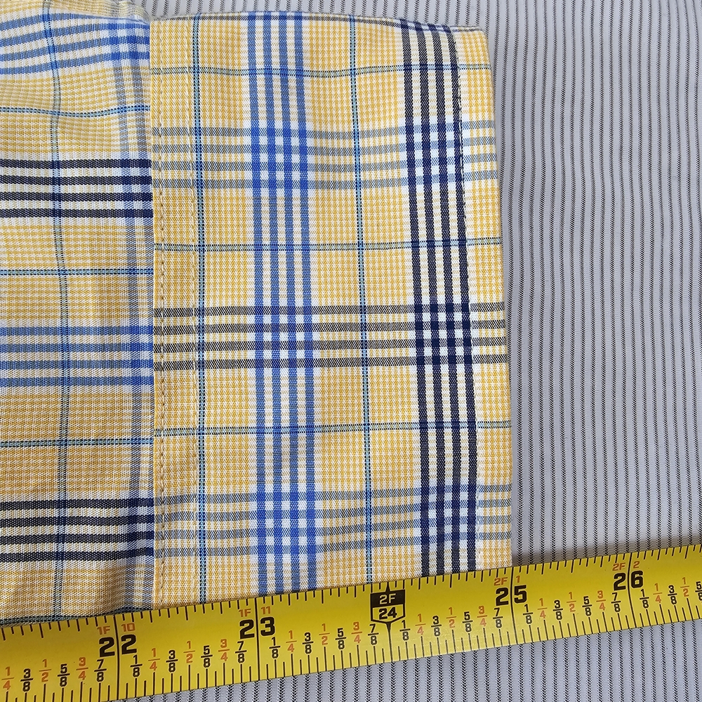 Izod Men's Yellow Multi Plaid Button Down Collar Long Sleeve Sport Shirt Size L - Picture 12 of 15